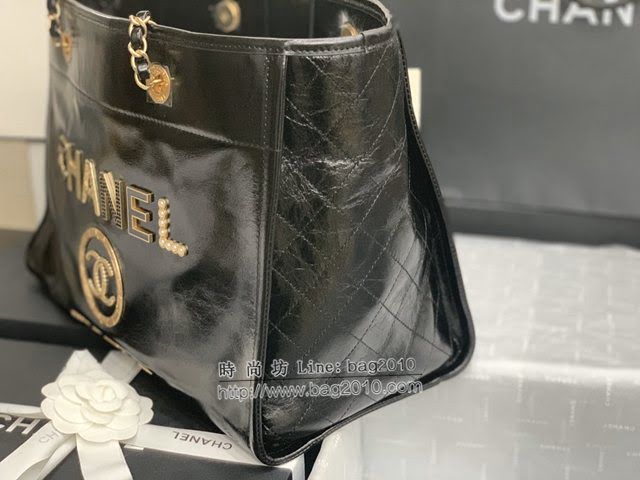 Chanel女包 香奈兒專櫃最新款小號購物袋 Chanel臘牛皮購物袋 8376  djc4338